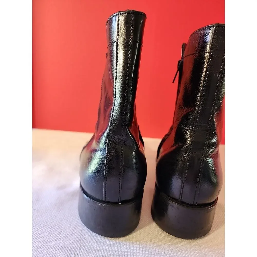Florsheim Mens Boots Shoes Black Leather Side Zipper 17074-01 Sz 8.5 D